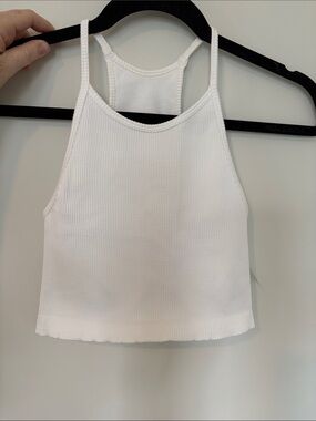 GAP White Ribbed Halter Crop Tank